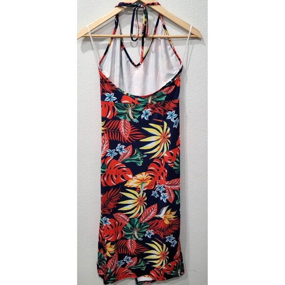 Shein Tropical Floral Maxi Halter Dress with Adjustable Tie & Side Slit Size S - Picture 5 of 12